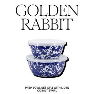 Golden Rabbit Cobalt Swirl Prep Bowl Set of 2 with Lid